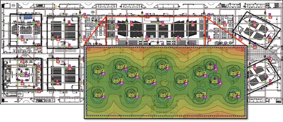 Site Survey analysis used to measure the RF coverage in Hall-4 keynote auditorium