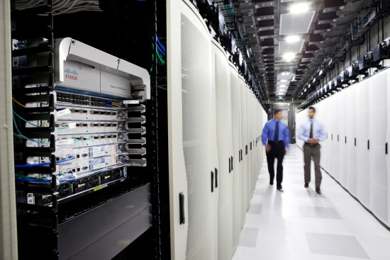 Two men in tech area