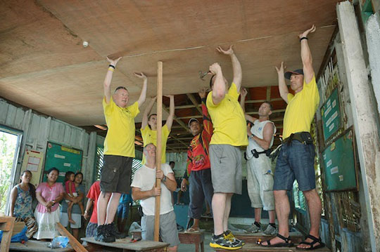 The V-MED team rebuilt a primary school that was devastated after the typhoon to make sure children could continue their education.